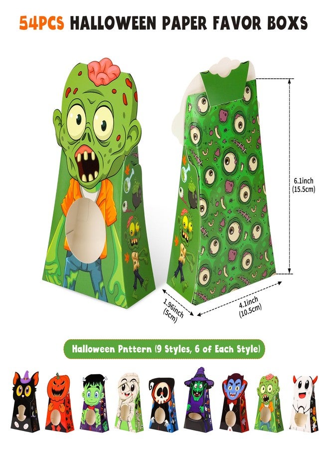 Giiffu 54-Pack Halloween Treat Boxes with Clear Window - 9 Designs Trick or Treat Candy Bags for Kids Party Favors Supplies, Classroom Exchange (6 x 4 x 2 Inches) - Image 5