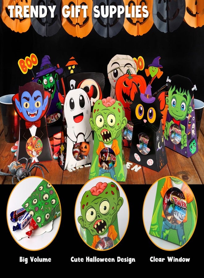 Giiffu 54-Pack Halloween Treat Boxes with Clear Window - 9 Designs Trick or Treat Candy Bags for Kids Party Favors Supplies, Classroom Exchange (6 x 4 x 2 Inches) - Image 3