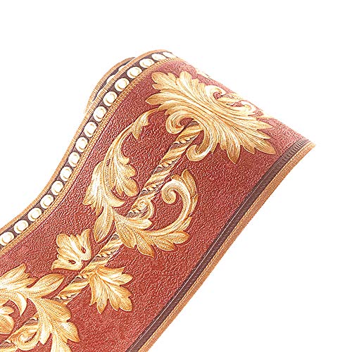 Yija 5 Meters Colored Flower Wallpaper Border Peel & Stick Wall Covering Kitchen Bathroom Bedroom Tiles Decor Sticker (Gold) - Image 3