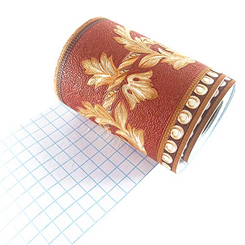 Yija 5 Meters Colored Flower Wallpaper Border Peel & Stick Wall Covering Kitchen Bathroom Bedroom Tiles Decor Sticker (Gold) - Image 4
