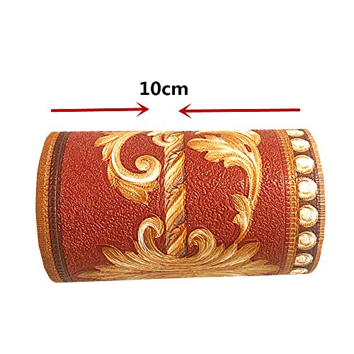 Yija 5 Meters Colored Flower Wallpaper Border Peel & Stick Wall Covering Kitchen Bathroom Bedroom Tiles Decor Sticker (Gold) - Image 5