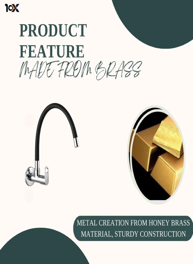 10X Brass Flexible Kitchen Sink Tap Black Color for Wasing Dishes BT-10323 Wall Mount Chrome Plate - Image 4