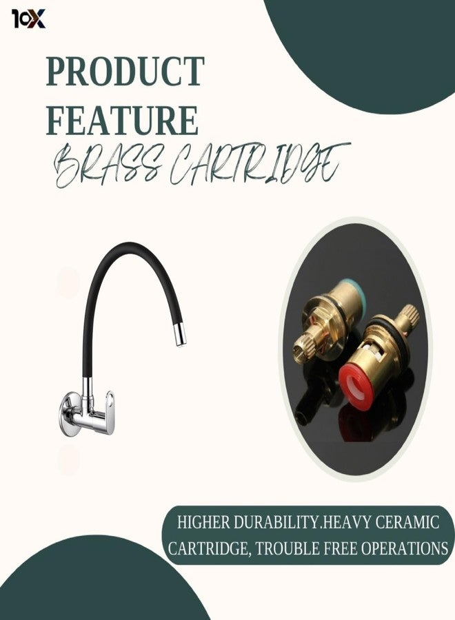 10X Brass Flexible Kitchen Sink Tap Black Color for Wasing Dishes BT-10323 Wall Mount Chrome Plate - Image 5