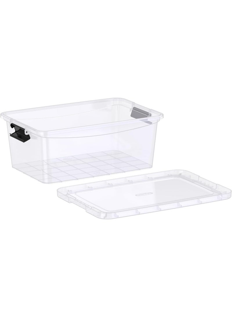 صندوق تخزين بلاستيكي شفاف سعة 16 لترًا مع غطاء قابل للقفل - Image 3