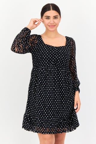 Women Polka Dot Mini Causal Dress, Black - pzsku/Z5243596AF42D9E7E8518Z/45/1749565032/634a2934-77b8-4c97-8599-aa588da0c48a