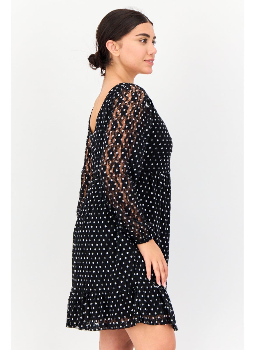 ONLY Women Polka Dot Mini Causal Dress, Black  - Image 2