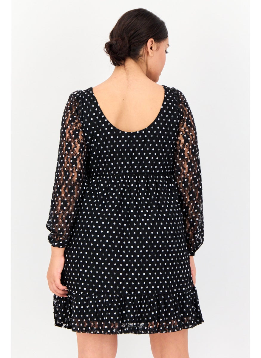ONLY Women Polka Dot Mini Causal Dress, Black  - Image 3