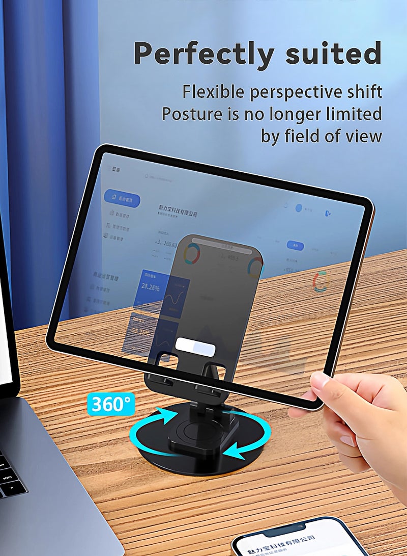 حامل موبايل iPhone 2 قطع قابل للتعديل والطوي على المكتب مناسب للشغل والبيت ويتوافق مع معظم الموبايلات سلسلة iPhone 16/15 وجالكسي S24 S23 وشيومي وهونر أسود - Image 2