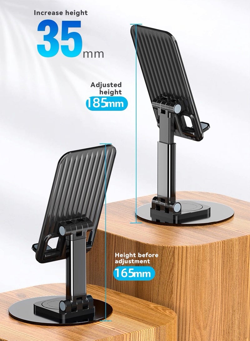 حامل موبايل iPhone 2 قطع قابل للتعديل والطوي على المكتب مناسب للشغل والبيت ويتوافق مع معظم الموبايلات سلسلة iPhone 16/15 وجالكسي S24 S23 وشيومي وهونر أسود - Image 4