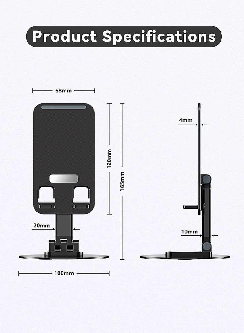 حامل موبايل iPhone 2 قطع قابل للتعديل والطوي على المكتب مناسب للشغل والبيت ويتوافق مع معظم الموبايلات سلسلة iPhone 16/15 وجالكسي S24 S23 وشيومي وهونر أسود - Image 5