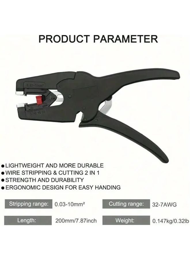 Black Automatic Wire Stripper Cutter 2in1 Tool for 32 7 AWG Electric Automotive Industrial - Image 4
