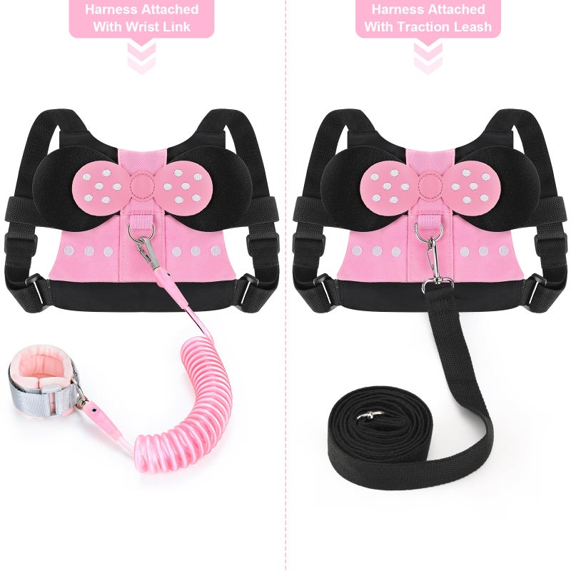 Accmor Toddler Harness Leashes + Anti Lost Wrist Link, Cute Kids Harness Child Leash for Girls, Adorable Child Anti Lost Leash Baby Walking Harness Belt Strap Protector for Outdoor Travel - Image 3