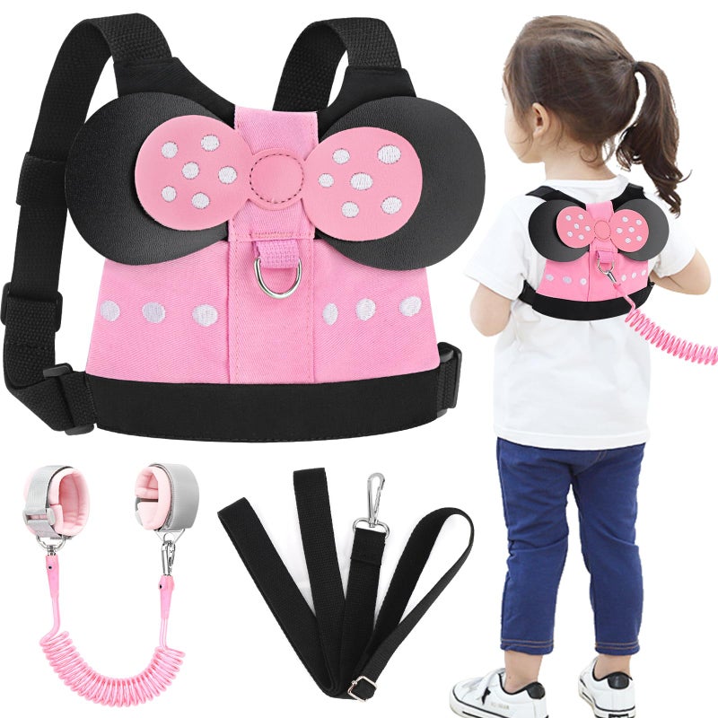 Accmor Toddler Harness Leashes + Anti Lost Wrist Link, Cute Kids Harness Child Leash for Girls, Adorable Child Anti Lost Leash Baby Walking Harness Belt Strap Protector for Outdoor Travel - Image 1
