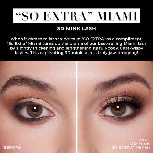 Lilly Lashes So Extra Miami 3D Mink Lashes Mink Eyelashes The Original Lilly Lash For Wispy Natural Look Reusable Eyelashes up to 25x Fluffy Lashes Strip Lashes Lash Glue not Included - Image 5