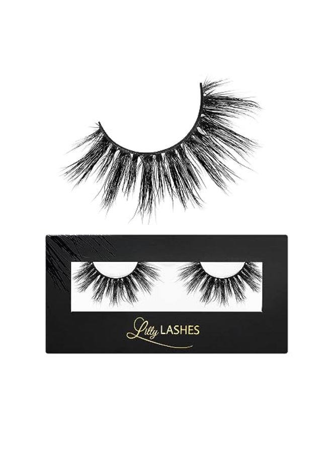 Lilly Lashes So Extra Miami 3D Mink Lashes Mink Eyelashes The Original Lilly Lash For Wispy Natural Look Reusable Eyelashes up to 25x Fluffy Lashes Strip Lashes Lash Glue not Included - Image 1