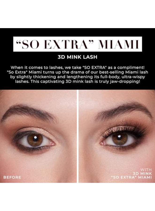 Lilly Lashes So Extra Miami 3D Mink Lashes Mink Eyelashes The Original Lilly Lash For Wispy Natural Look Reusable Eyelashes up to 25x Fluffy Lashes Strip Lashes Lash Glue not Included - Image 4