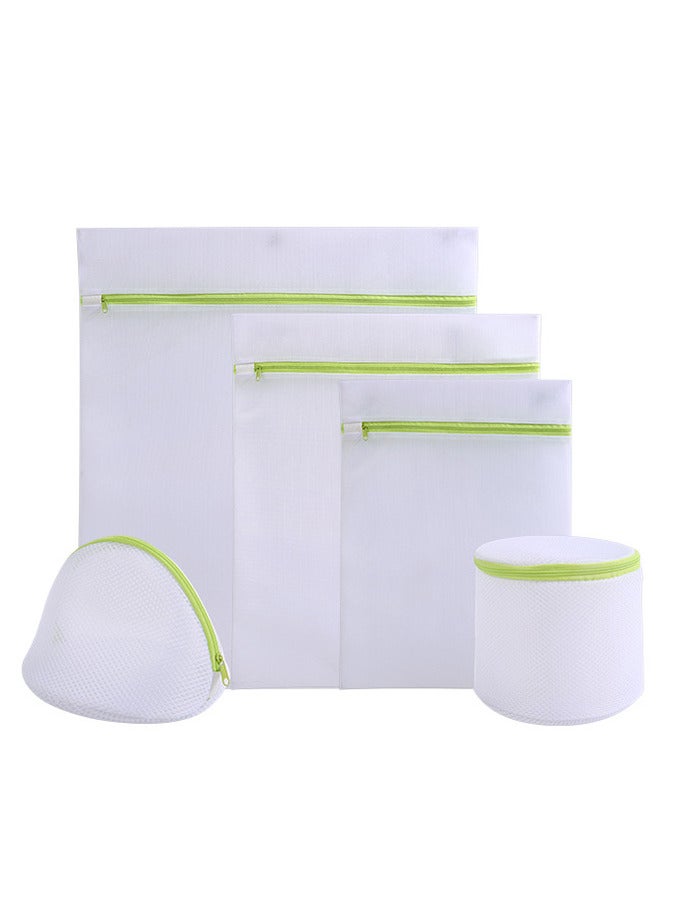 6-Piece Zipper Laundry Bag, Mesh Wash Bag,Travel Laundry Bag，Travel Storage Organize Bag Green/white  - Image 2