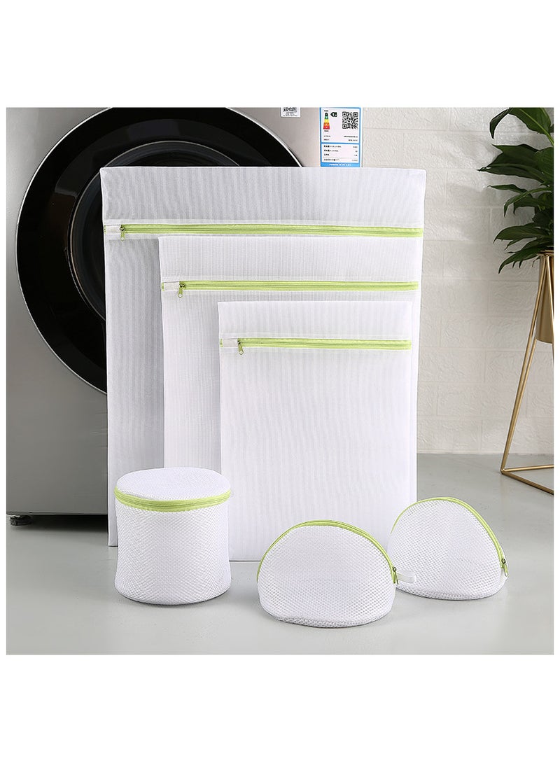 6-Piece Zipper Laundry Bag, Mesh Wash Bag,Travel Laundry Bag，Travel Storage Organize Bag Green/white  - Image 1