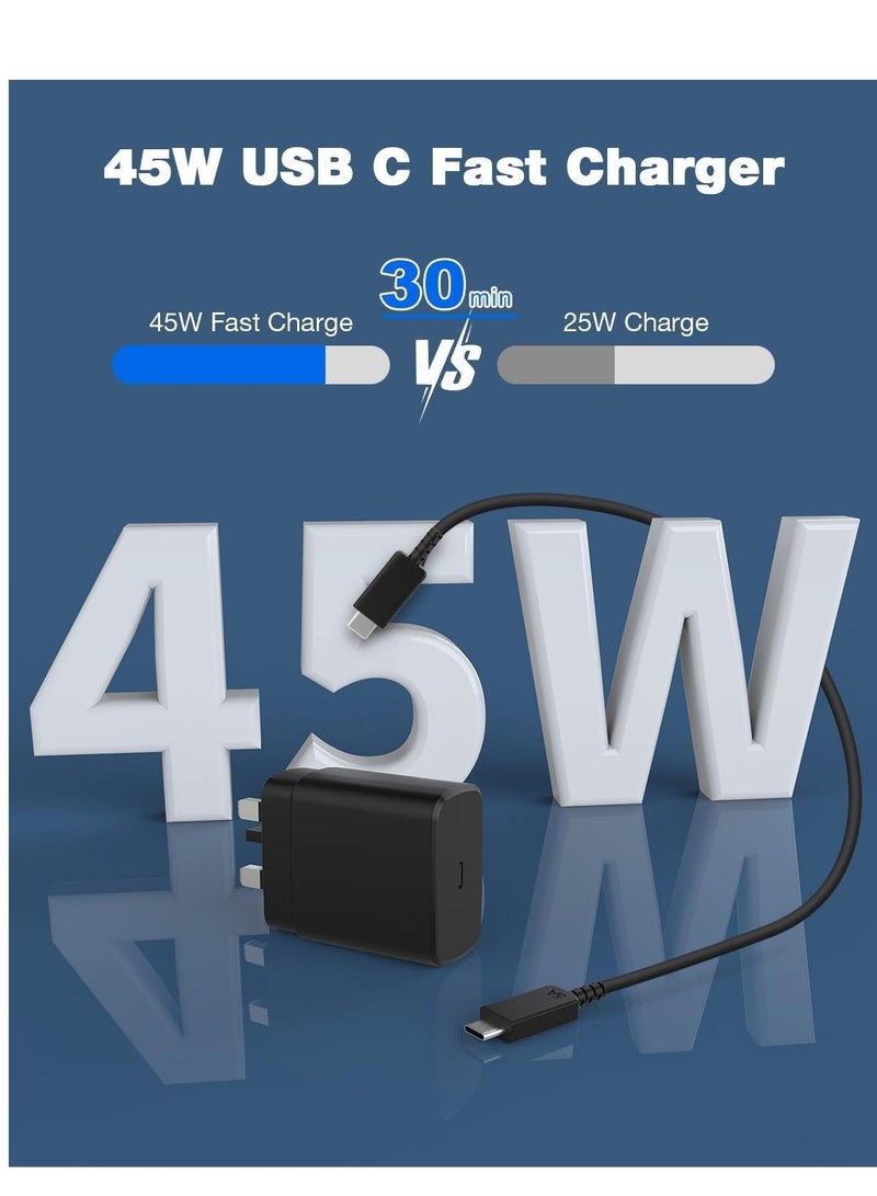 MUNTAQI 45W USB C Super Fast Charger 2.0 for Samsung Galaxy S23/S23 Ultra/S23+/S22/S22 Ultra/S22+/S21/S20/Note 20/Note 10/A13/A34/A53/A54/Tab S8,USB C Plug with 2M Cable,Adaptive Fast Charging,Folding Plug - Image 3