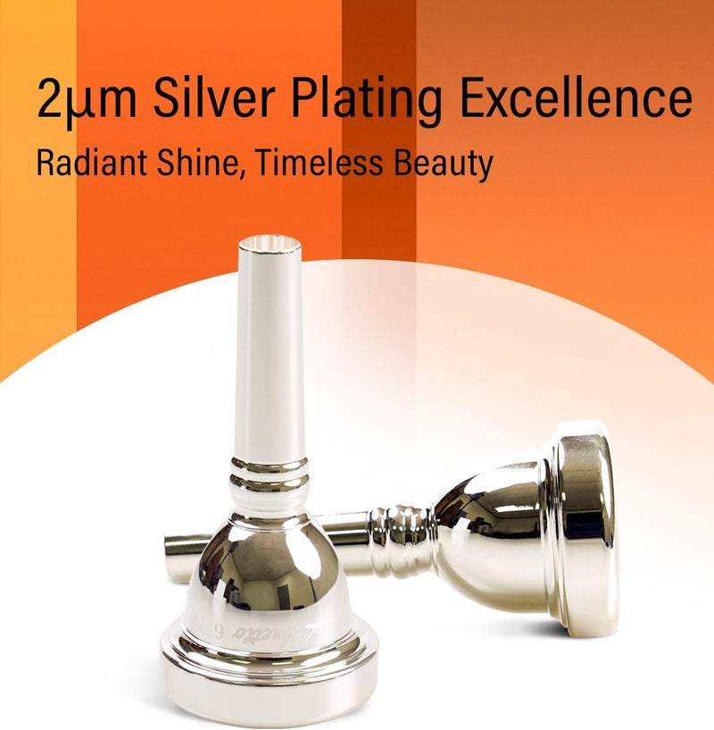 Libretto 6½AL Trombone Mouthpiece, 2μm Silver Plated, Small Shank, Fits Tenor Trombone & Baritone, Balanced Tone for Intermediate & Jazz Players - Image 2