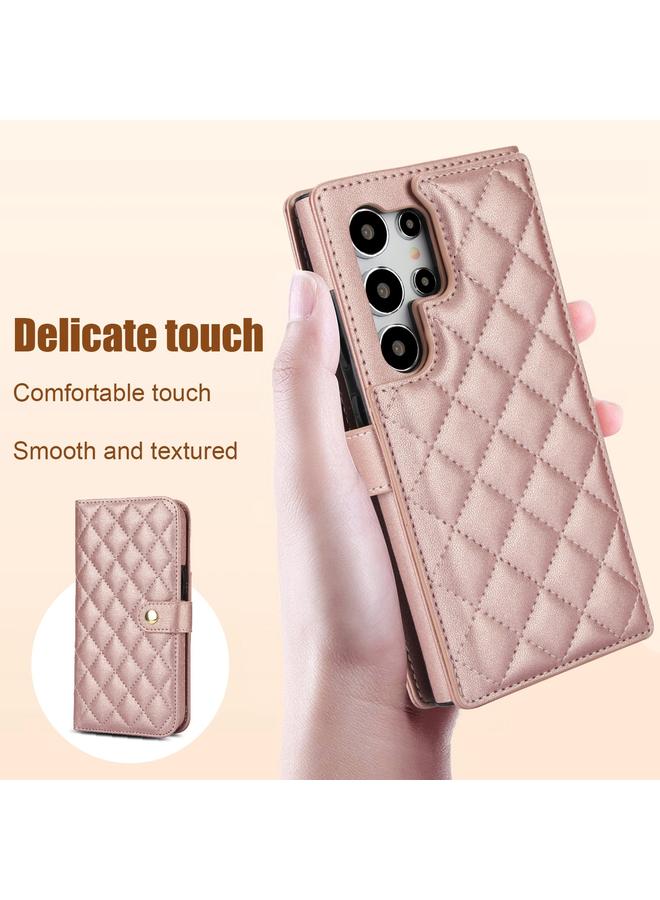 اس-توب جراب هاتف Samsung Galaxy S24 Ultra 5G Crossbody متعدد الوظائف من الجلد المعيني - Image 3