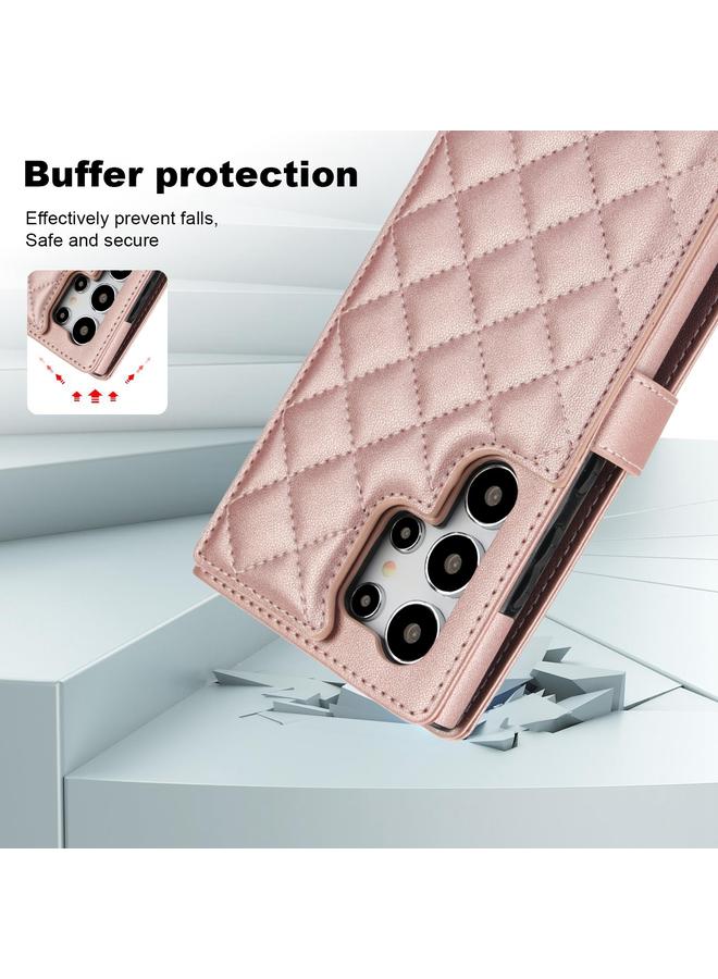 اس-توب جراب هاتف Samsung Galaxy S24 Ultra 5G Crossbody متعدد الوظائف من الجلد المعيني - Image 5