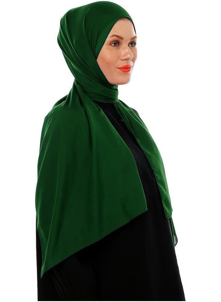 طرحة شيفون باللون الأخضر الداكن – مقاس 28 × 72 إنش – ناعمة، خفيفة وأنيقة للاستخدام اليومي والمناسبات - Image 1