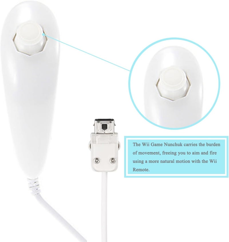 Wii Nunchuck Controller Nunchuck Controllers for Nintendo Wii Video Game Pack of 2 (White) - Image 3
