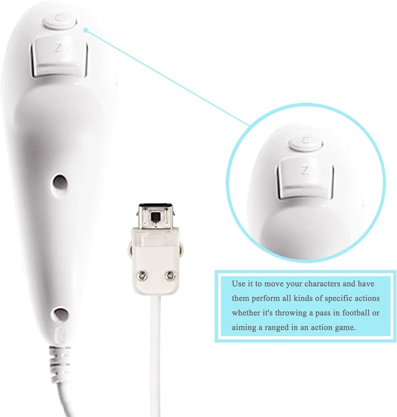 Wii Nunchuck Controller Nunchuck Controllers for Nintendo Wii Video Game Pack of 2 (White) - Image 5