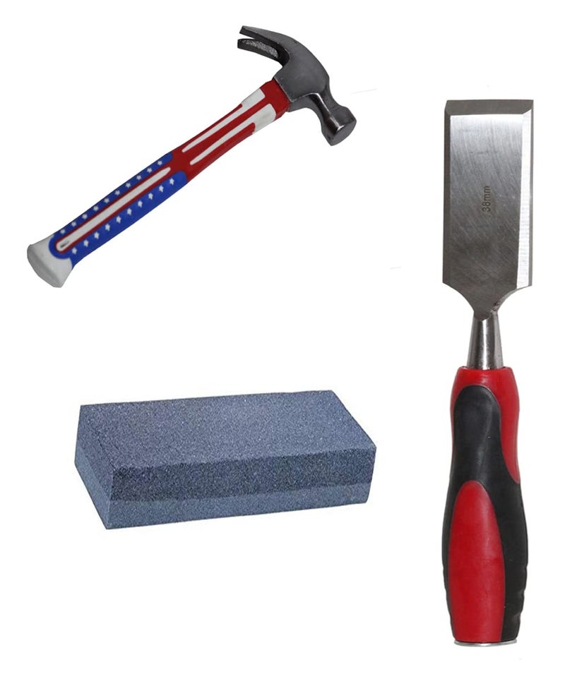 Digital Craft Digital Craft Wood Carving Flat Chisel Carving for Woodcut Working Carpenter Woodworking Tools Wood Chisel 38mmClaw HammerCombination Stone  - Image 1