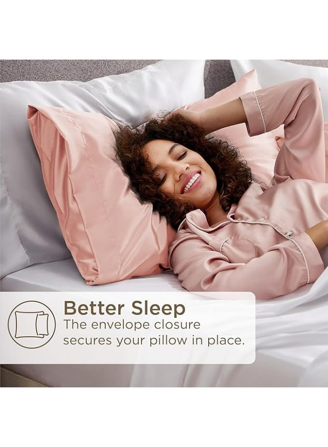 2 عبوة أكياس مخدة فاخرة من حرير التوت، 25 من الحرير الساتان المنسوج من الحرير المومي، مغلف بإغلاق بلون واحد لا يسبب الحساسية، يغسل يدوياً فقط، مصمم للشعر والبشرة، 120-140 جم - Image 5