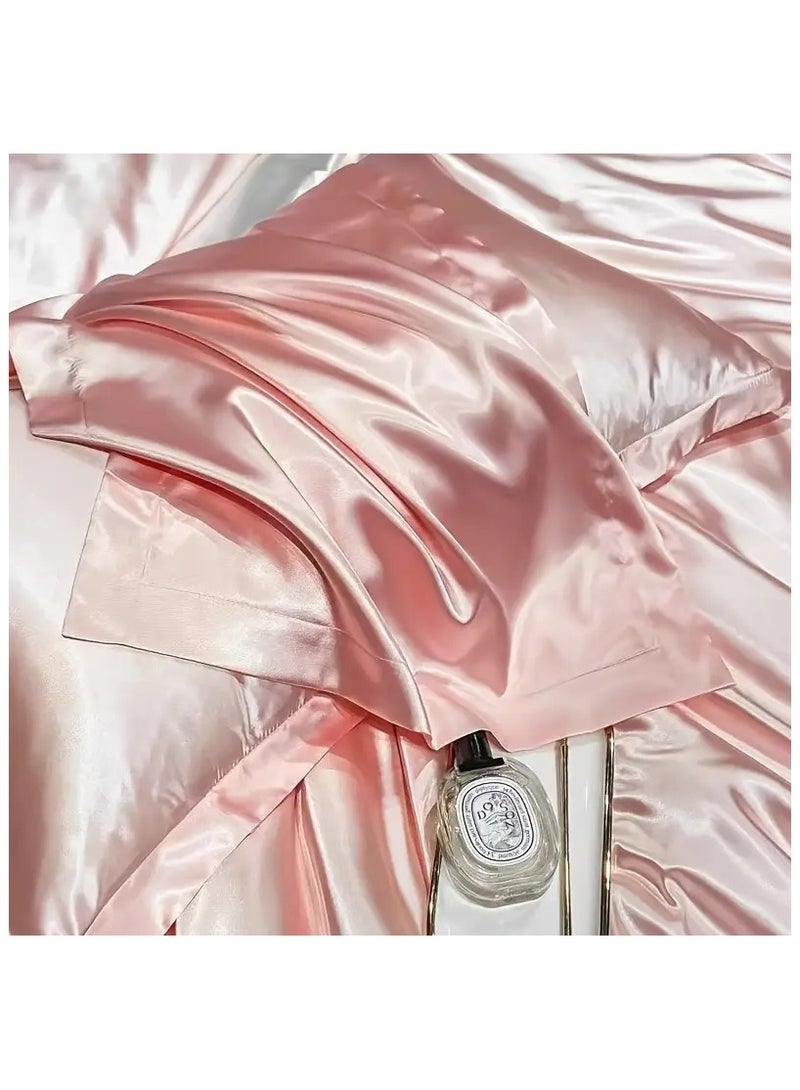 [2-Pack Silk Pillowcases] 2-Pack Luxurious Mulberry Silk Pillowcases, Satin Weave, Hypoallergenic | Polyester, Solid Color, Envelope Closure, Hand Wash Only, 120-140Gsm,Pale Pinkish Gray  - Image 1