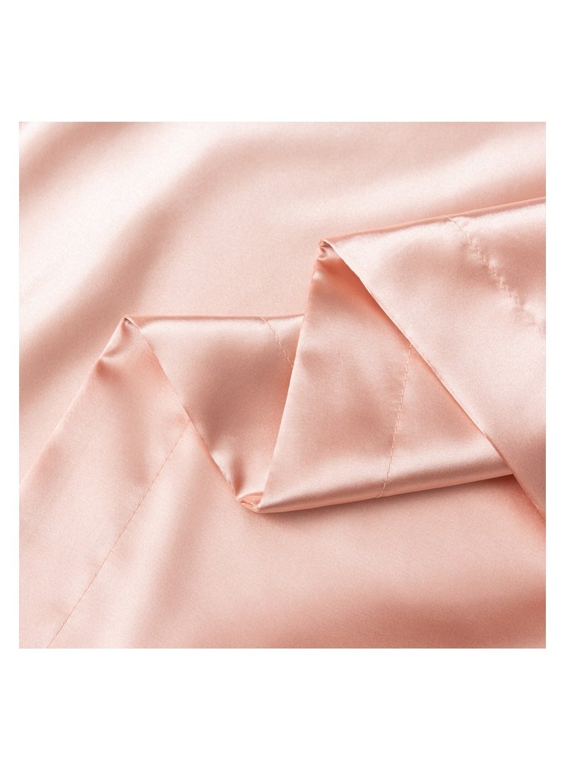 [2-Pack Silk Pillowcases] 2-Pack Luxurious Mulberry Silk Pillowcases, Satin Weave, Hypoallergenic | Polyester, Solid Color, Envelope Closure, Hand Wash Only, 120-140Gsm,Pale Pinkish Gray  - Image 5