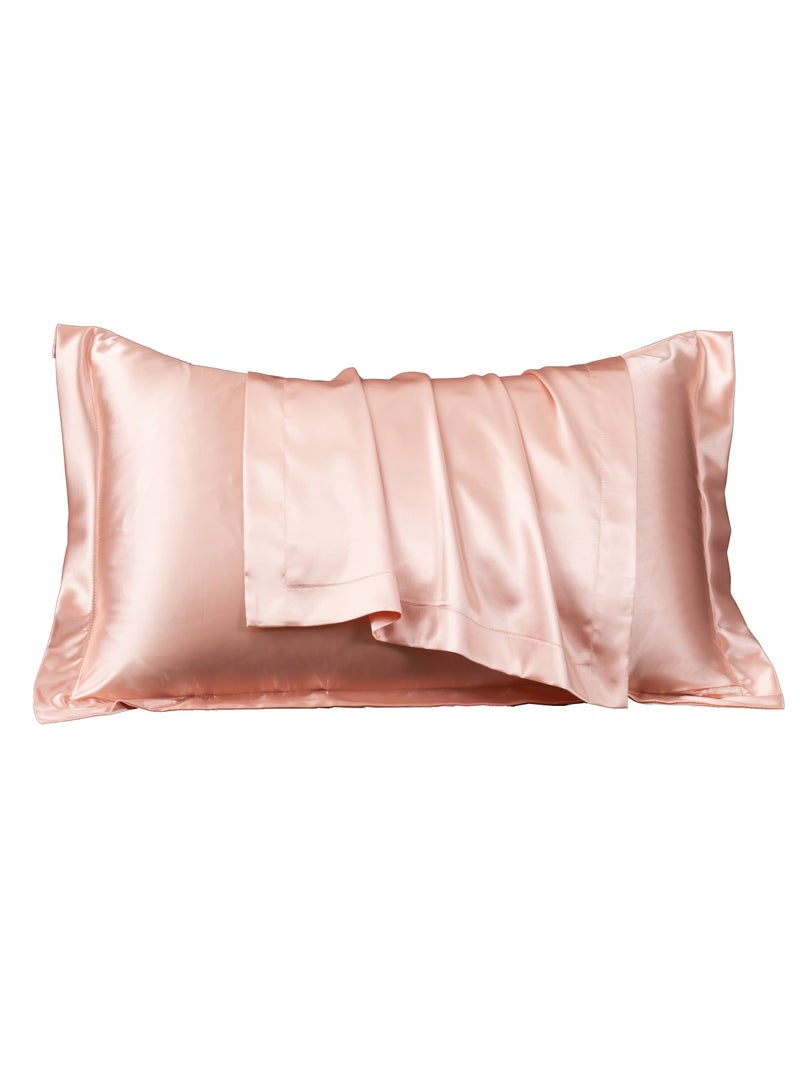 [2-Pack Silk Pillowcases] 2-Pack Luxurious Mulberry Silk Pillowcases, Satin Weave, Hypoallergenic | Polyester, Solid Color, Envelope Closure, Hand Wash Only, 120-140Gsm,Pale Pinkish Gray  - Image 2