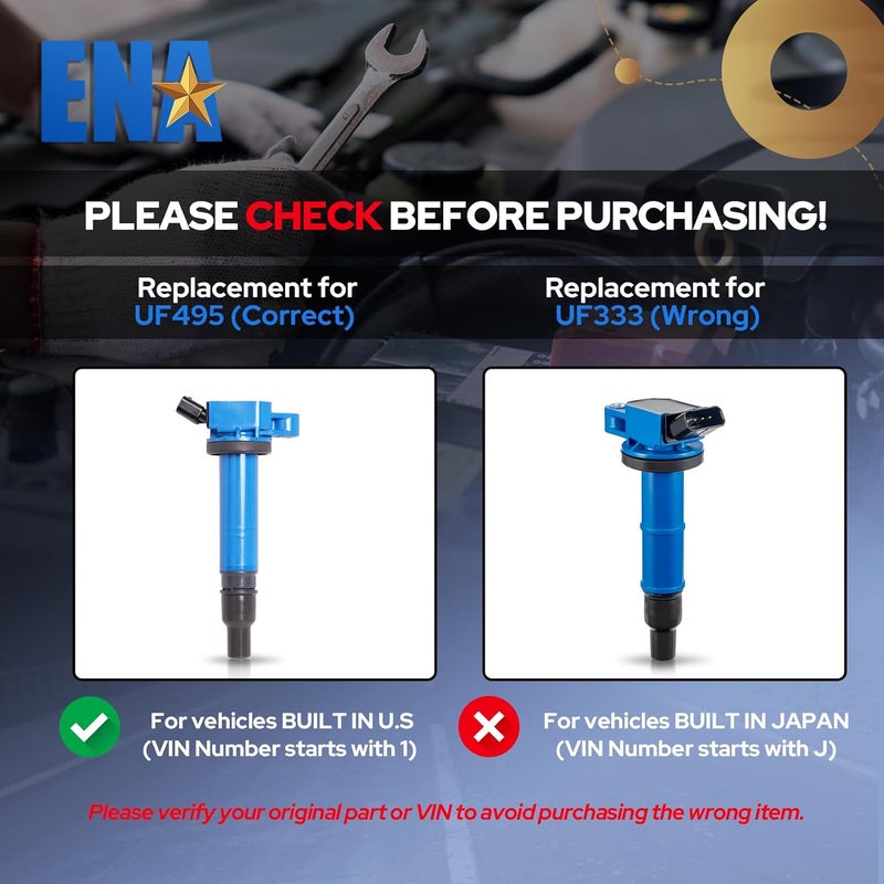 ENA Set of 4 Blue Ignition Coil Pack for Toyota Vehicles - Image 2
