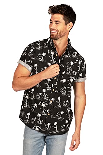 Tipsy Elves Black Monochrome Moonlight Hawaiian Shirts for Men - Casual Beach & Summer Party Shirts for Men - Stretch Fabric with Modern Fit - Fun Design for Parties & Vacation - X-Large - Image 2