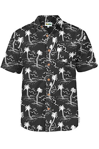 Tipsy Elves Black Monochrome Moonlight Hawaiian Shirts for Men - Casual Beach & Summer Party Shirts for Men - Stretch Fabric with Modern Fit - Fun Design for Parties & Vacation - X-Large - Image 1