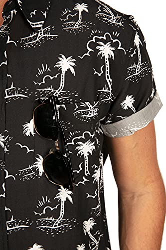 Tipsy Elves Black Monochrome Moonlight Hawaiian Shirts for Men - Casual Beach & Summer Party Shirts for Men - Stretch Fabric with Modern Fit - Fun Design for Parties & Vacation - X-Large - Image 4