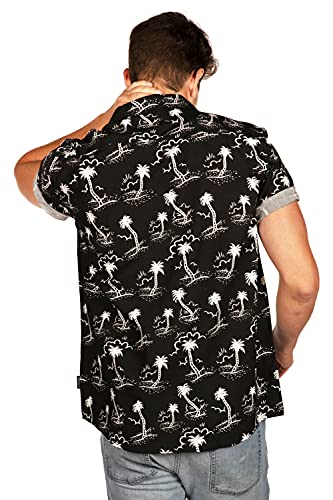Tipsy Elves Black Monochrome Moonlight Hawaiian Shirts for Men - Casual Beach & Summer Party Shirts for Men - Stretch Fabric with Modern Fit - Fun Design for Parties & Vacation - X-Large - Image 3