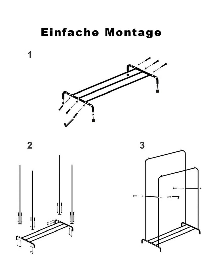 Multi-Functional Clothing Garment Rack Metal Clothe Rack Double Rod Portable Drying Hangers with Bottom Shelf for Hanging Shirts Jeans Coats Clothes Sweaters Garment Bedroom Balcony White - pzsku/Z5243B79DC7AAA5C061DCZ/45/_/1711358770/fe448ca3-aa01-4b94-9640-92372b98d20d