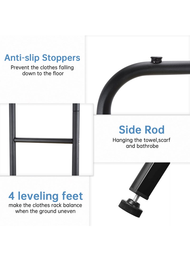 R.VIHAN - Multi-Functional Clothing Garment Rack Metal Clothe Rack Double Rod Portable Drying Hangers with Bottom Shelf for Hanging Shirts Jeans Coats Clothes Sweaters Garment Bedroom Balcony White - Image 1