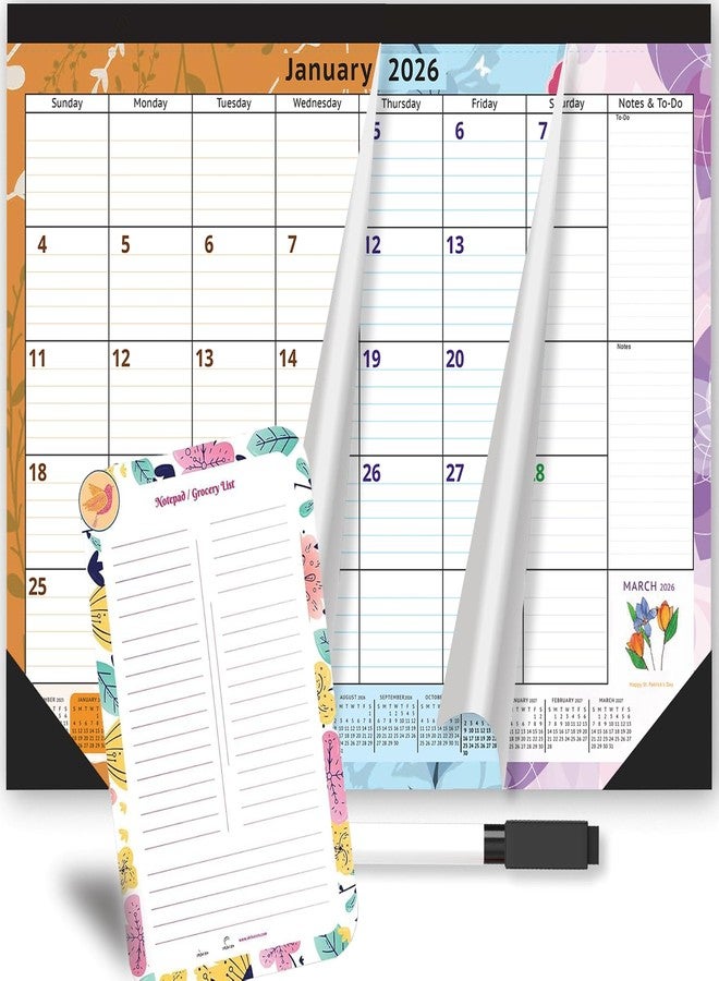 STRIVE ZEN 2026-2027 Magnetic Calendar for Fridge by StriveZen, 16x12 inches, Large Monthly, Paper, Tear-off, January 26 - December 27, Dry Erase Notepad/Grocery List and Dry Erase Marker, 24 Months - Image 1