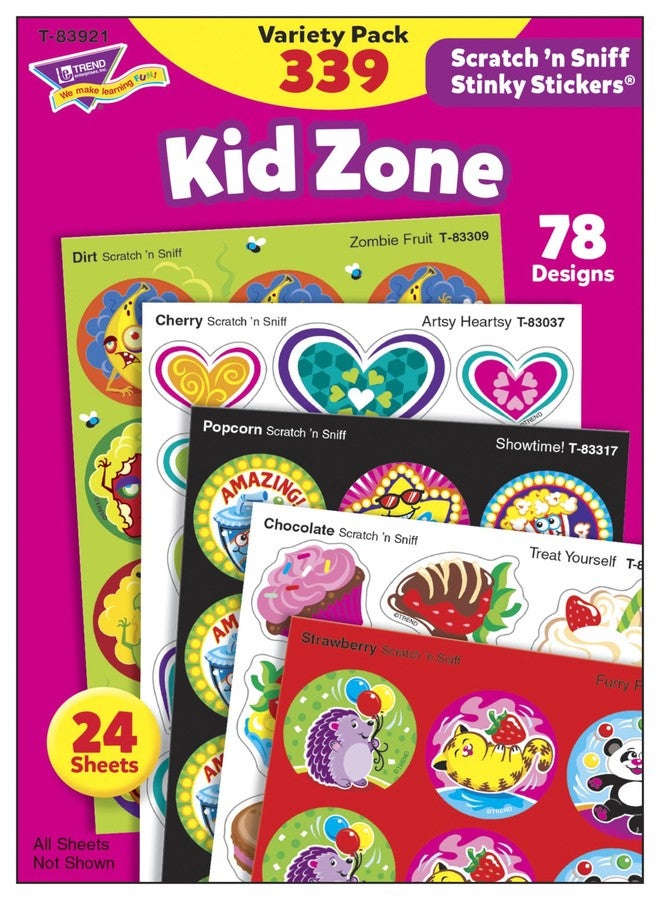 Trend Kid Zone Stinky Stickers Variety Pack by TREND Enterprises, Inc.; 339 ct.; 78 Designs, 8 scents - Image 1