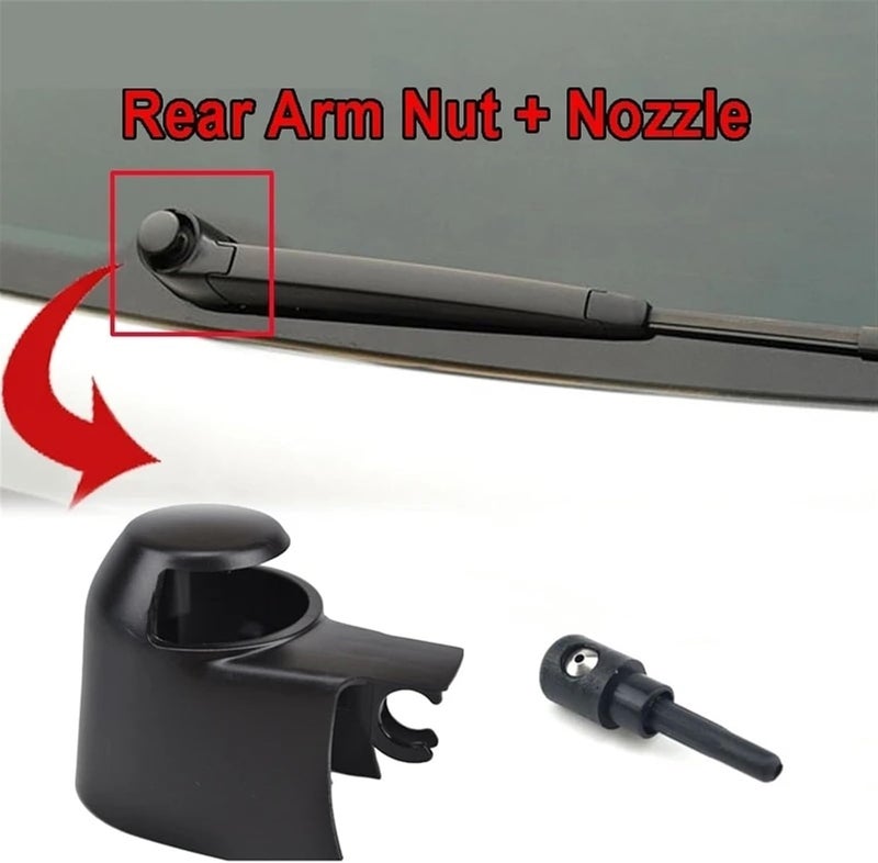 QASULER Rear Wiper Arm Washer Cover Cap Nut & Jet Nozzle Set for VW Touran - Image 5