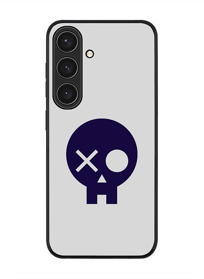 Stylizedd Rugged Black edge case for Samsung Galaxy S24, Slim fit Soft Case Flexible Rubber Edges Anti Drop TPU Gel Thin Cover- Skull Patch - Image 1