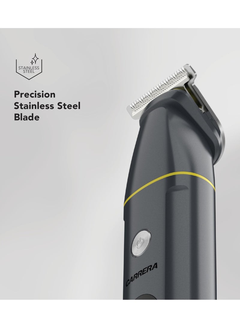 Carrera CARRERA 5-in-1 Grooming Kit, Stainless Steel, Cordless, IPX6 Water-Resistant, Body, Nose & Ear Trimmer, USB Charging, LED Display, 5-Min Boost, Multi Attachments- CRR625, 2 Year Warranty  - Image 3