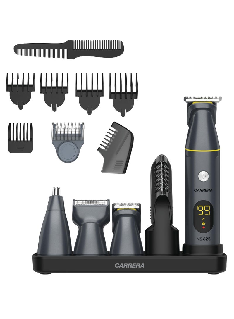 Carrera CARRERA 5-in-1 Grooming Kit, Stainless Steel, Cordless, IPX6 Water-Resistant, Body, Nose & Ear Trimmer, USB Charging, LED Display, 5-Min Boost, Multi Attachments- CRR625, 2 Year Warranty  - Image 1