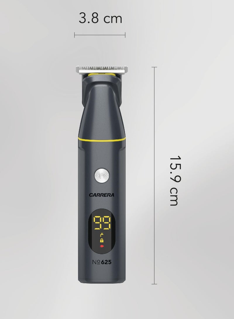 Carrera CARRERA 5-in-1 Grooming Kit, Stainless Steel, Cordless, IPX6 Water-Resistant, Body, Nose & Ear Trimmer, USB Charging, LED Display, 5-Min Boost, Multi Attachments- CRR625, 2 Year Warranty  - Image 2