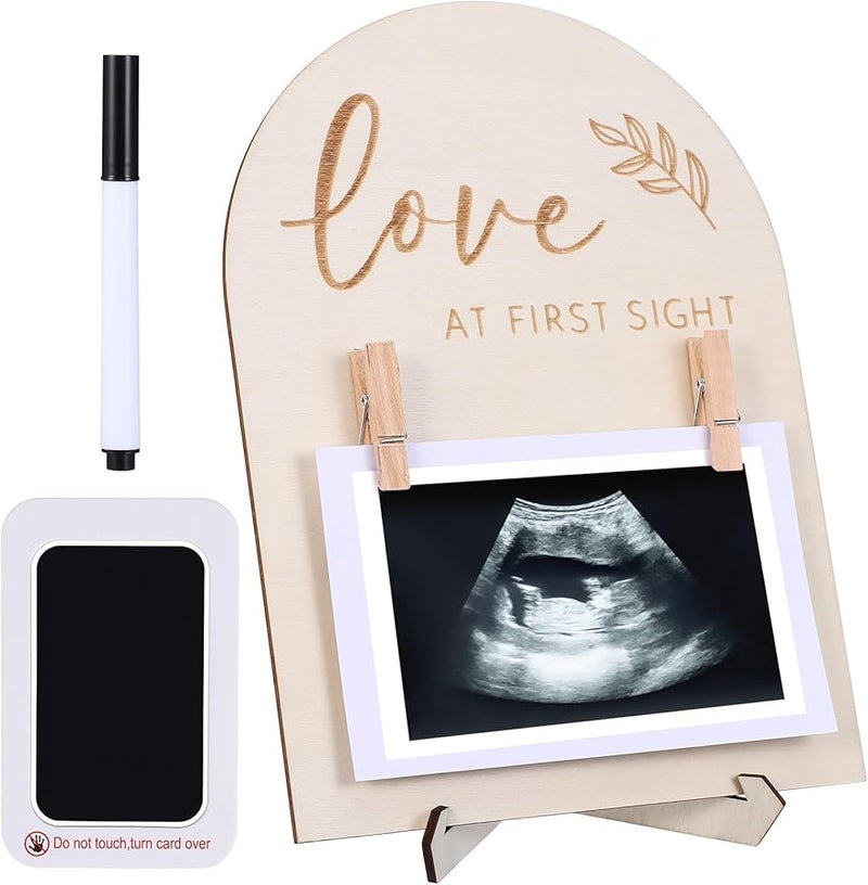 Wooden Picture Frame Boxwood Sonogram Keepsake 15x10cm with Stand Nursery Decor - Image 1