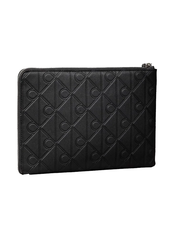CALVIN KLEIN Emblem AOP Embossed Medium Zip Pouch